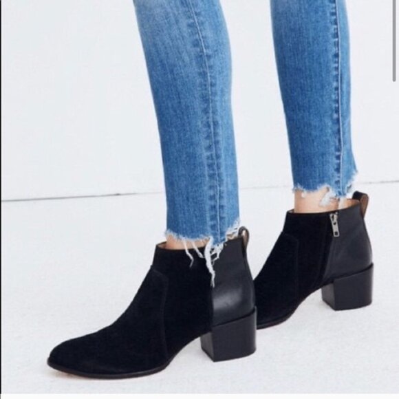 NWT Madewell Asher Boots in Suede and Leather (Size: 6; Color: true black) - Picture 3 of 9